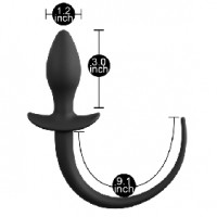 Anal Plug with Tail Silicone Black